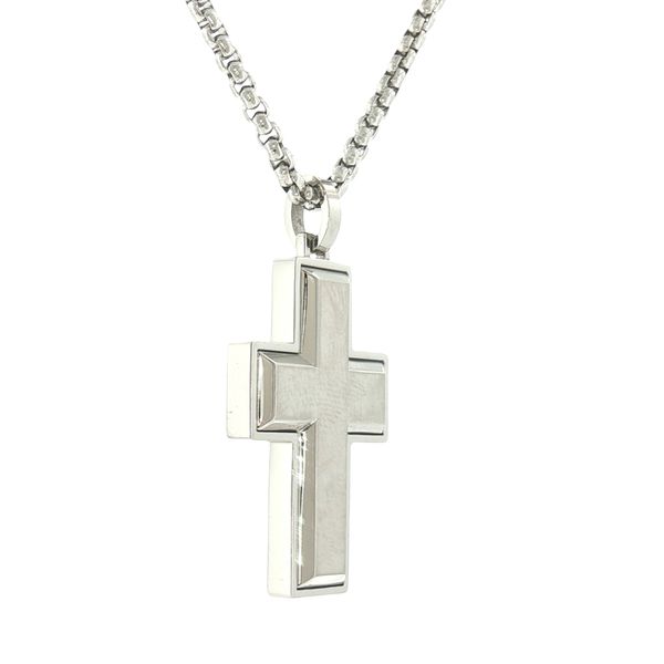 Classic Contrast Faith Style: Stainless Steel Cross Pendant Necklace Image 2 Bryan Jewelry Prattville, AL