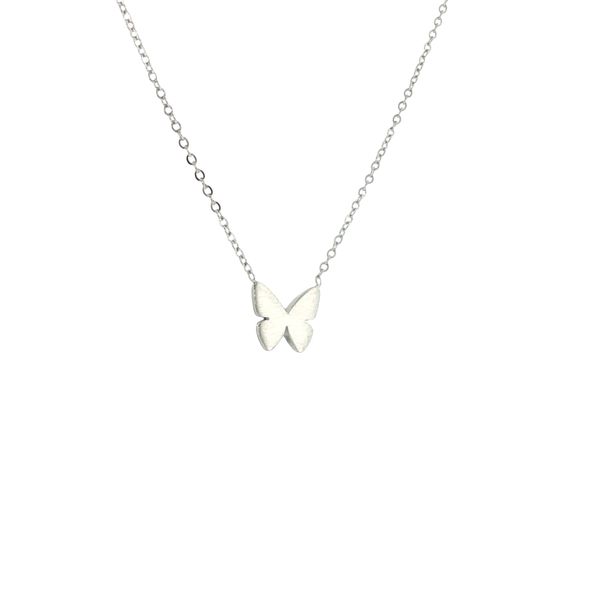 Sweet Fluttering Charm: Children’s  Stainless Steel Butterfly Necklace Image 2 Bryan Jewelry Prattville, AL