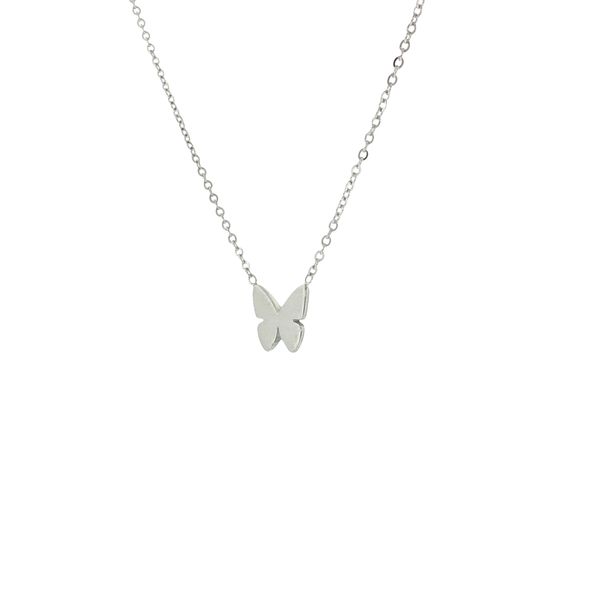 Sweet Fluttering Charm: Children’s  Stainless Steel Butterfly Necklace Image 3 Bryan Jewelry Prattville, AL