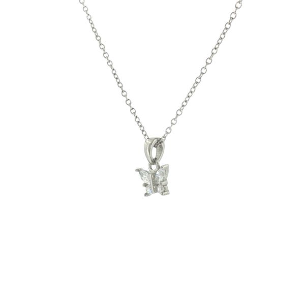 Sparkling Flutter Style: Children’s Stainless Steel CZ Butterfly Necklace Image 3 Bryan Jewelry Prattville, AL