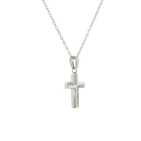 A Sparkling Symbol of Faith: Stainless Steel CZ Cross Necklace Image 2 Bryan Jewelry Prattville, AL