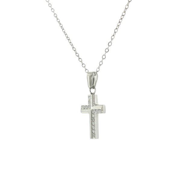 A Sparkling Symbol of Faith: Stainless Steel CZ Cross Necklace Image 3 Bryan Jewelry Prattville, AL