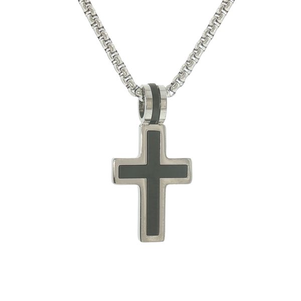 Modern Faith Statement: Black-IP Plated Stainless Steel Brushed Cross Necklace Bryan Jewelry Prattville, AL