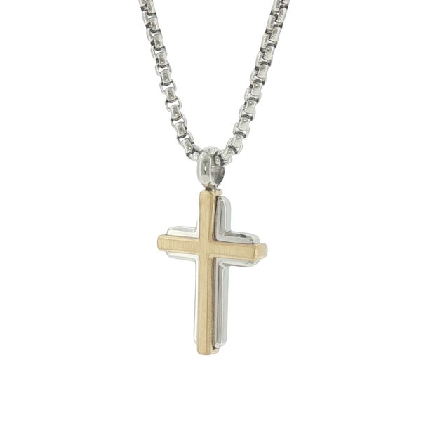 Two-Tone Faith Expression: Stainless Steel IP Plated Mini Cross-in-Cross Necklace Image 3 Bryan Jewelry Prattville, AL