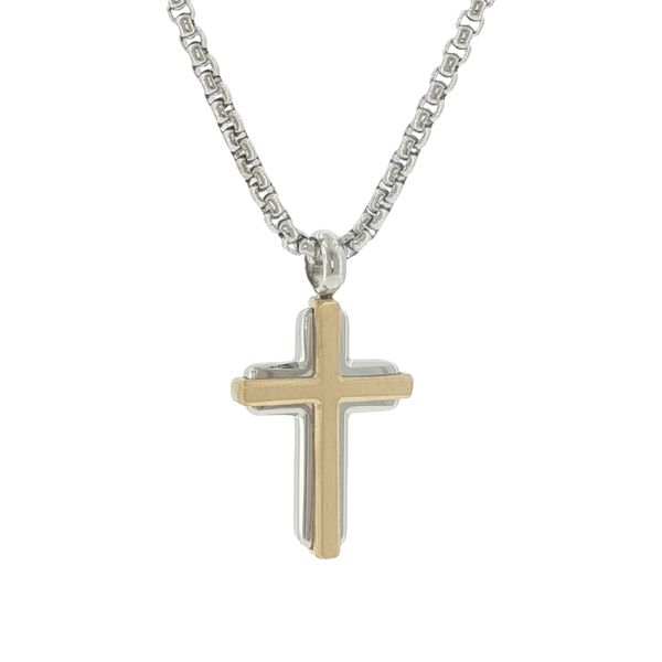 Two-Tone Faith Expression: Stainless Steel IP Plated Mini Cross-in-Cross Necklace Bryan Jewelry Prattville, AL