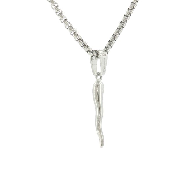 Symbol of Protection: Stainless Steel Small Cornetto Pendant Necklace Image 2 Bryan Jewelry Prattville, AL