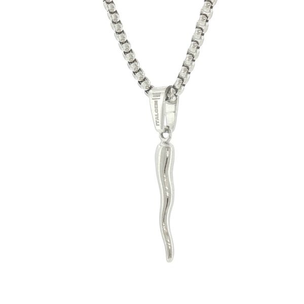Symbol of Protection: Stainless Steel Small Cornetto Pendant Necklace Image 3 Bryan Jewelry Prattville, AL