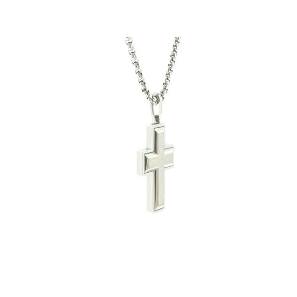 A Clear Expression of Faith: Stainless Steel Brushed-Center Cross Pendant Image 2 Bryan Jewelry Prattville, AL