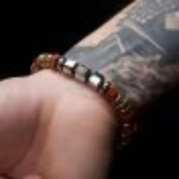 Mokume Gane and Red Jasper Beads 8mm Bushido Virtue Bracelet. Image 4 Bryan Jewelry Prattville, AL