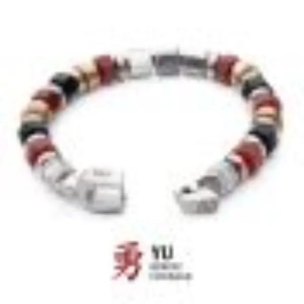 Mokume Gane, Red Agate and Onyx Beads Bushido Virtue Bracelet. Bryan Jewelry Prattville, AL