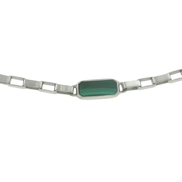 Modern Natural Style: Stainless Steel Malachite Inlay Link Bracelet Bryan Jewelry Prattville, AL