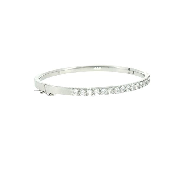 Petite Sparkle Classic: Stainless Steel White CZ Bangle Bracelet Image 2 Bryan Jewelry Prattville, AL