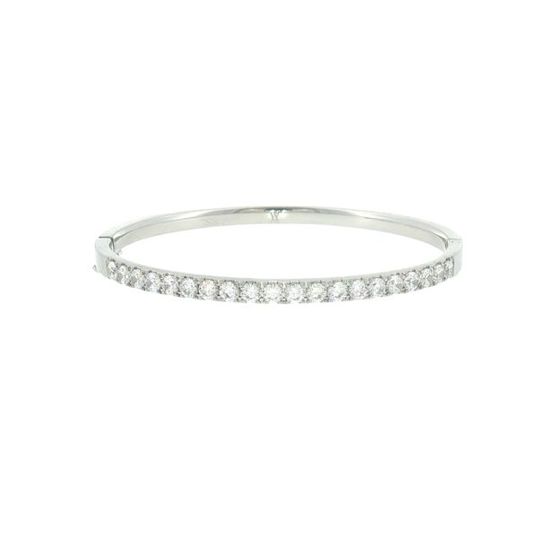 Petite Sparkle Classic: Stainless Steel White CZ Bangle Bracelet Bryan Jewelry Prattville, AL