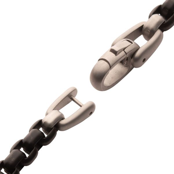 Black IP Steel Box Chain Bracelet with Damascus Steel Plate Image 2 Bryan Jewelry Prattville, AL