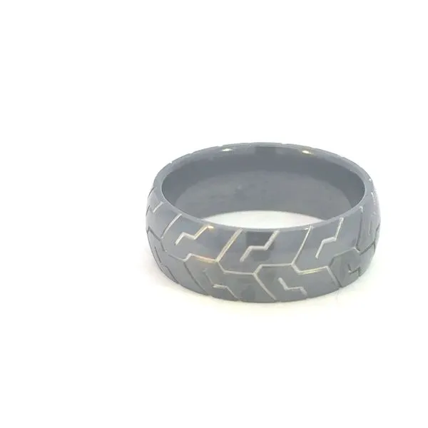 A Zirconium tire tread wedding band. Image 2 Bryan Jewelry Prattville, AL
