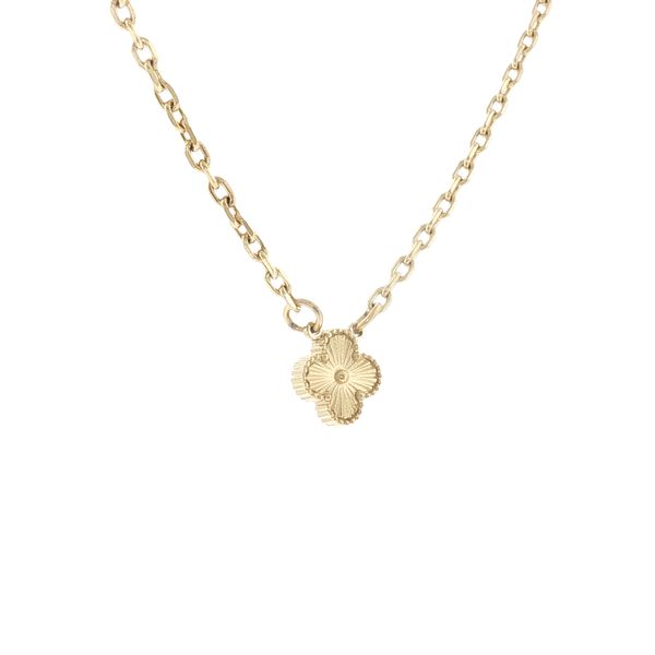 Lucky Little Charm: Children’s Gold IP Stainless Steel Clover Necklace Image 2 Bryan Jewelry Prattville, AL