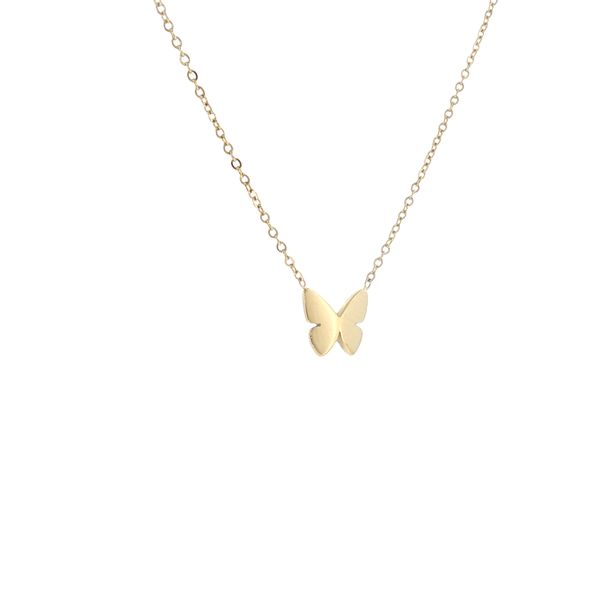 Sweet Fluttering Charm: Children’s Gold IP Stainless Steel Butterfly Necklace Image 2 Bryan Jewelry Prattville, AL