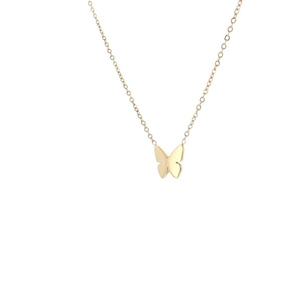 Sweet Fluttering Charm: Children’s Gold IP Stainless Steel Butterfly Necklace Image 3 Bryan Jewelry Prattville, AL