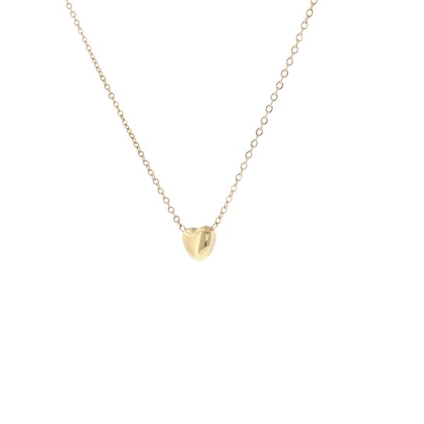 A Sweet Little Keepsake: Children’s Gold IP Stainless Steel Puffed Heart Necklace Image 3 Bryan Jewelry Prattville, AL