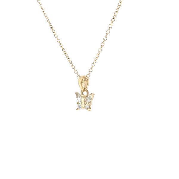 Sparkling Flutter Style: Children’s Gold IP Stainless Steel CZ Butterfly Necklace Image 3 Bryan Jewelry Prattville, AL