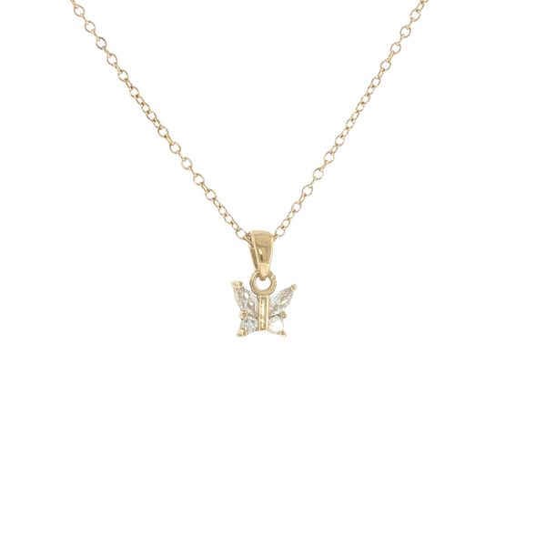 Sparkling Flutter Style: Children’s Gold IP Stainless Steel CZ Butterfly Necklace Bryan Jewelry Prattville, AL