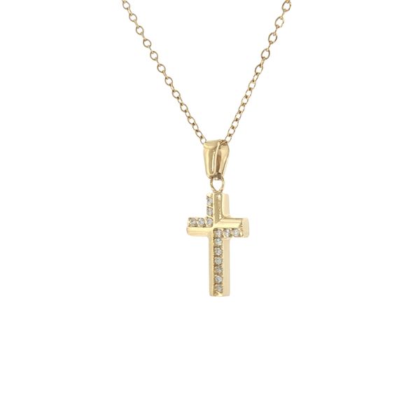 A Sparkling Symbol of Faith: Gold IP Stainless Steel CZ Cross Necklace Image 2 Bryan Jewelry Prattville, AL