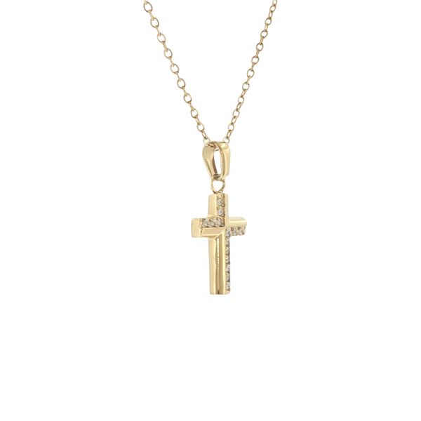 A Sparkling Symbol of Faith: Gold IP Stainless Steel CZ Cross Necklace Bryan Jewelry Prattville, AL