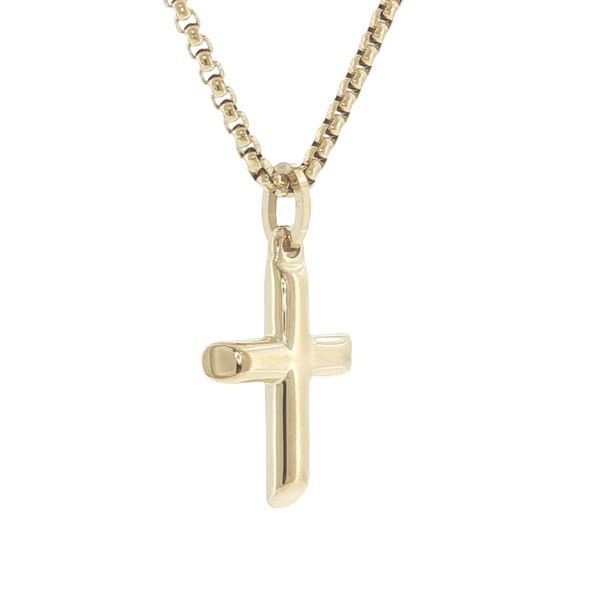 Timeless Faith in Gold Tone: Stainless Steel Cross Pendant Necklace Image 2 Bryan Jewelry Prattville, AL