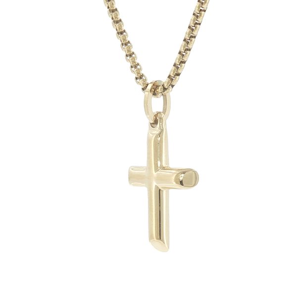 Timeless Faith in Gold Tone: Stainless Steel Cross Pendant Necklace Image 3 Bryan Jewelry Prattville, AL