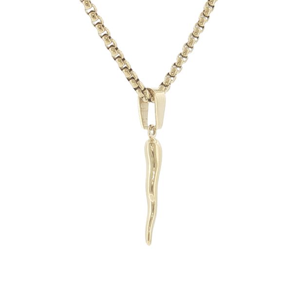 Symbol of Protection and Style: Stainless Steel IP Plated Cornetto Pendant Necklace Image 2 Bryan Jewelry Prattville, AL