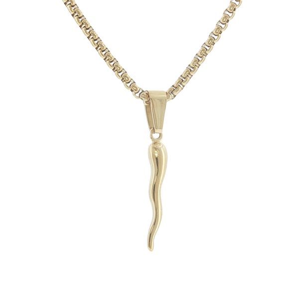 Symbol of Protection and Style: Stainless Steel IP Plated Cornetto Pendant Necklace Bryan Jewelry Prattville, AL