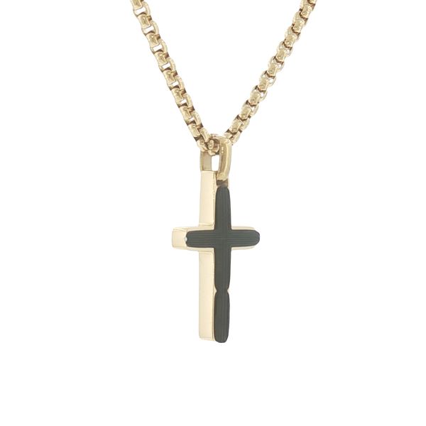 Modern Faith with Bold Contrast: Stainless Steel IP Plated Black Cross Necklace Image 2 Bryan Jewelry Prattville, AL
