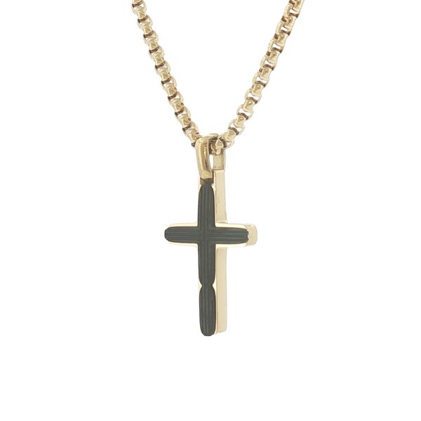 Modern Faith with Bold Contrast: Stainless Steel IP Plated Black Cross Necklace Image 3 Bryan Jewelry Prattville, AL