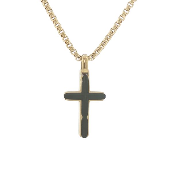 Modern Faith with Bold Contrast: Stainless Steel IP Plated Black Cross Necklace Bryan Jewelry Prattville, AL