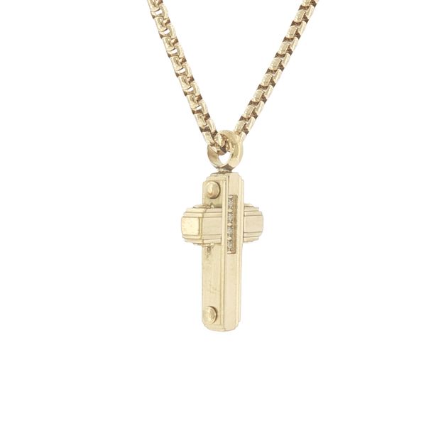 Refined Faith with a Touch of Sparkle: Stainless Steel IP Plated Cross Necklace with CZ Image 2 Bryan Jewelry Prattville, AL