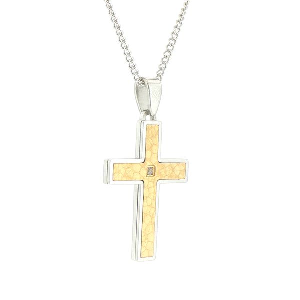 Two Tone Cross with Diamond Accent Image 2 Bryan Jewelry Prattville, AL