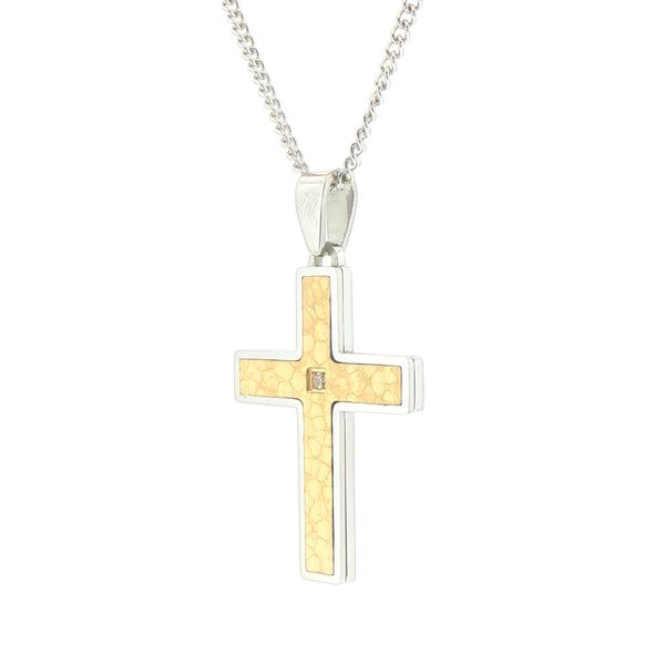 Two Tone Cross with Diamond Accent Image 3 Bryan Jewelry Prattville, AL