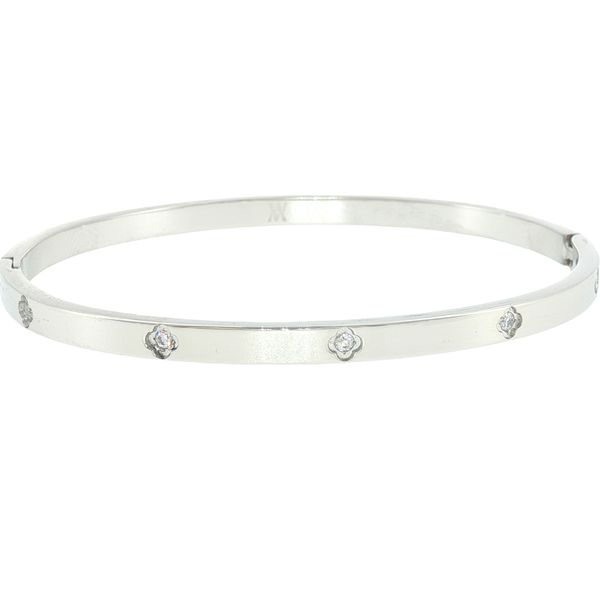 Classic Charm: Stainless Steel Clover Accent Bangle Bryan Jewelry Prattville, AL