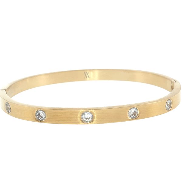 Sleek Sparkle: Gold IP Stainless Steel CZ Flush-Set Bangle Bryan Jewelry Prattville, AL