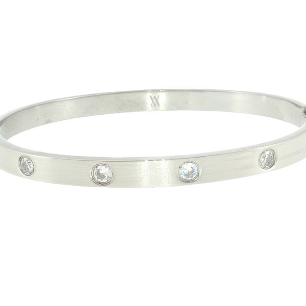 Sleek Sparkle: Stainless Steel CZ Flush-Set Bangle Bryan Jewelry Prattville, AL