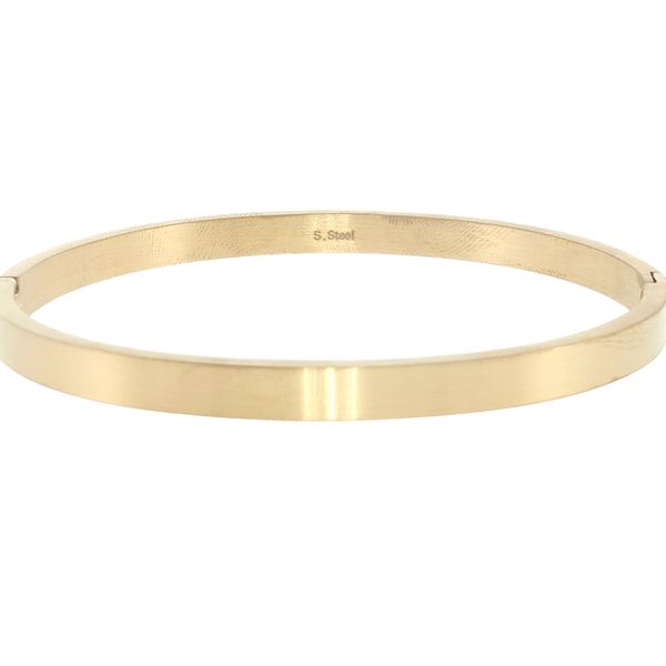 Bold Simplicity: Gold IP Stainless Steel 5mm Bangle Bracelet – 8.25