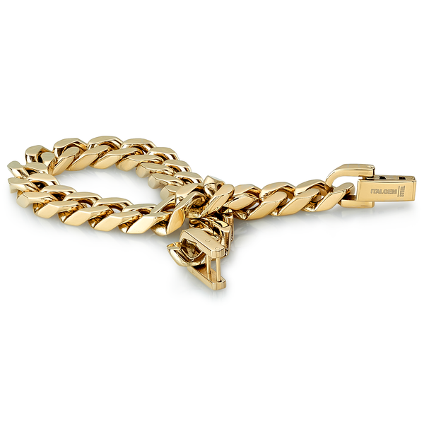 Bold Statement Style: Gold IP Plated 9.4mm Curb Bracelet Image 2 Bryan Jewelry Prattville, AL