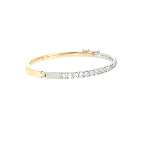 Petite Sparkle Classic: Gold IP Stainless Steel White CZ Bangle Bracelet with Two-tone finish Image 2 Bryan Jewelry Prattville, AL