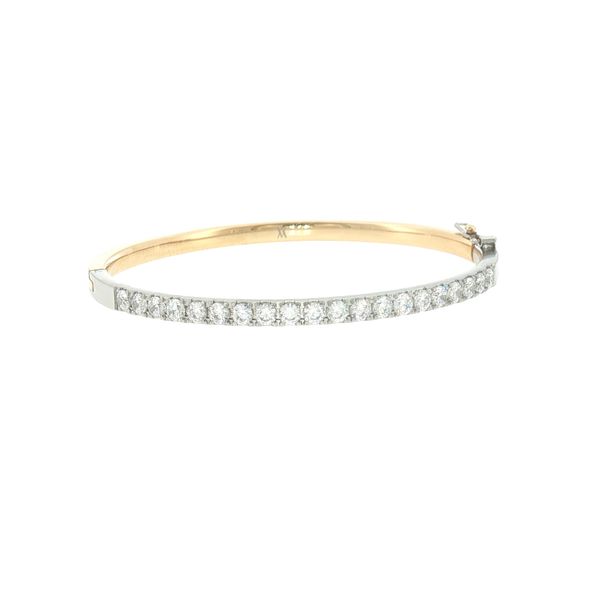 Petite Sparkle Classic: Gold IP Stainless Steel White CZ Bangle Bracelet with Two-tone finish Bryan Jewelry Prattville, AL