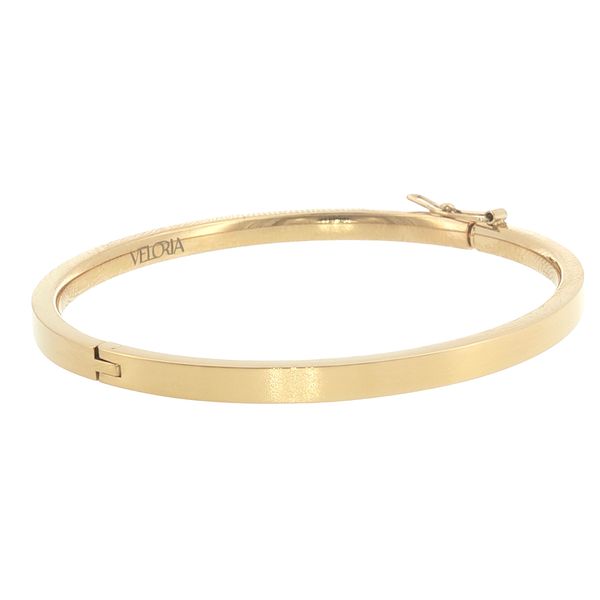 Sleek Everyday Essential:  Gold IP Stainless Steel 2.5mm Flat Bangle Bracelet Image 2 Bryan Jewelry Prattville, AL
