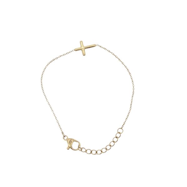 Faithful Style: Children’s Gold IP Stainless Steel Sideways Cross Bracelet Bryan Jewelry Prattville, AL