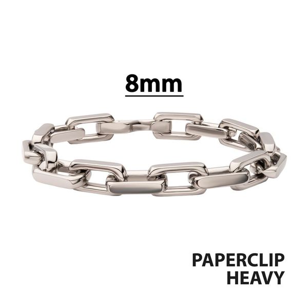 8mm Polished Stainless Steel Paperclip Chain Heavy Link Bracelet Bryan Jewelry Prattville, AL