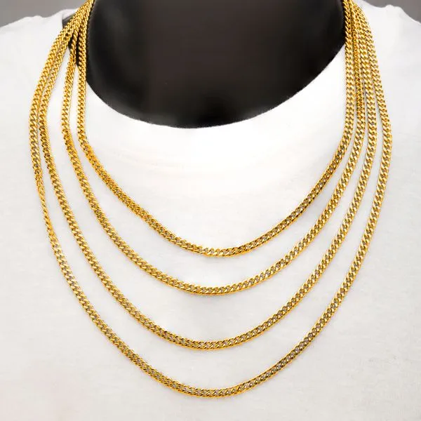 Men's Stainless Steel 6mm 18Kt Gold IP Diamond Cut Curb Chain Necklace. Image 2 Bryan Jewelry Prattville, AL
