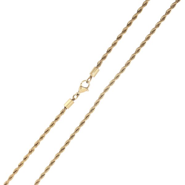 Classic Shine: Gold IP Stainless Steel 3mm Rope Chain Necklace Image 2 Bryan Jewelry Prattville, AL