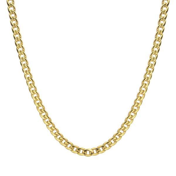 7.4mm 18Kt Gold IP Titanium Curb Chain Necklace Bryan Jewelry Prattville, AL